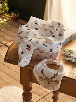 Pyjamas du grand soir-Coffret cadeau de Noël bébé dors-bien en velours + bavoir mixte