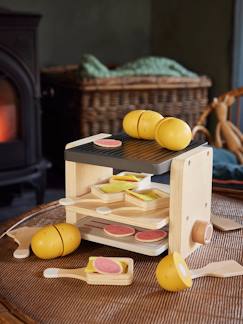 Spielzeug-Nachahmungsspiele-Küche, Geschirr und Lebensmittel-Raclette-Spiel, Holz FSC®