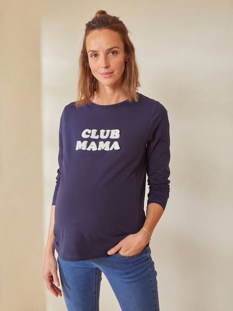 T-shirt à message grossesse et allaitement en coton bio marine grise+Vert 