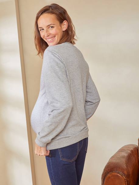 Sweatshirt für Schwangerschaft und Stillzeit beige meliert+GRAU MELIERT 