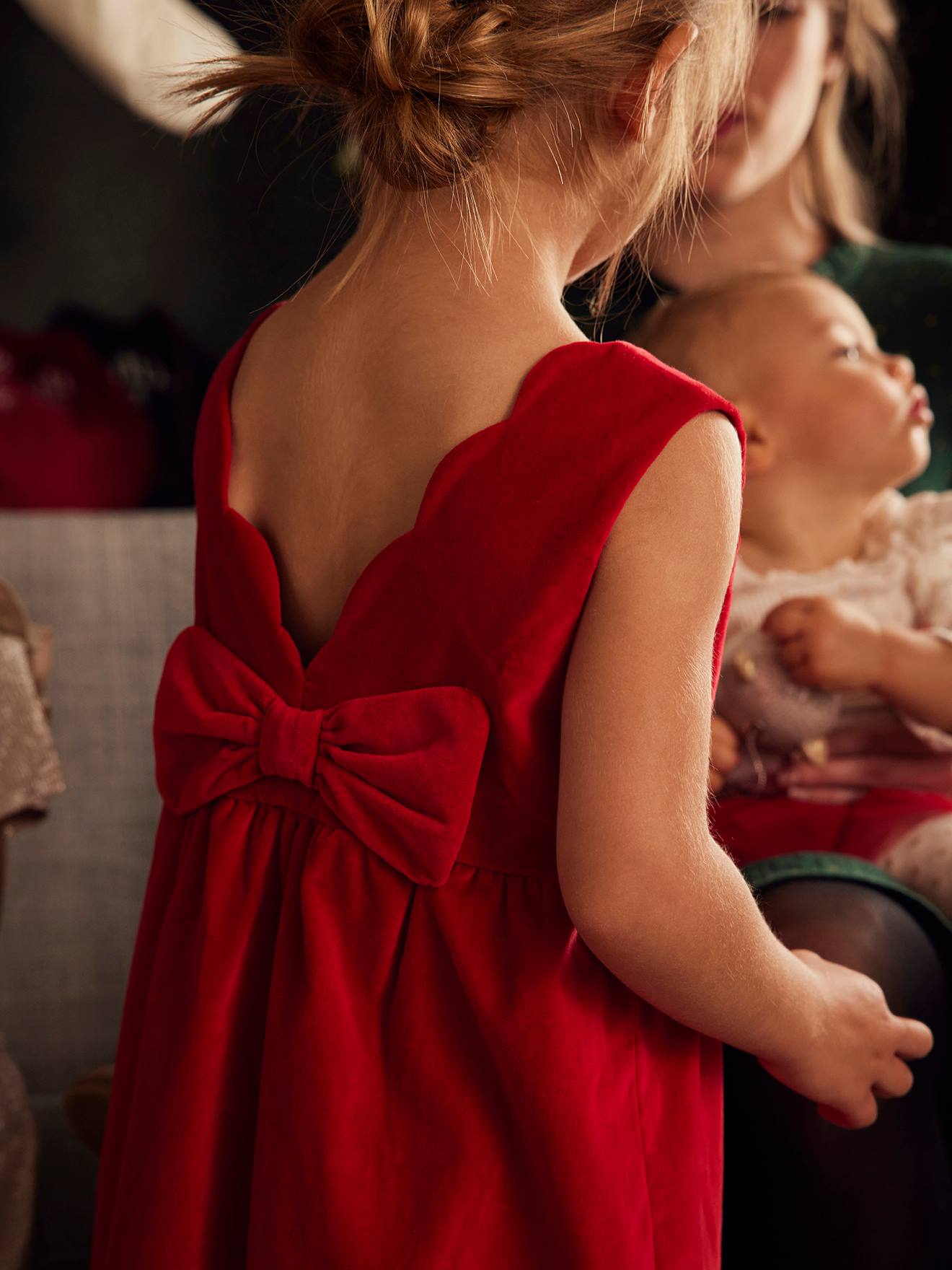 Robe de Noël Velours Rouge, Fille 2-16 ans