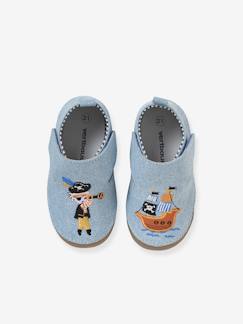 Chaussures-Chaussures bébé 17-26-Chaussons-Chaussons scratchés bébé garçon en toile denim