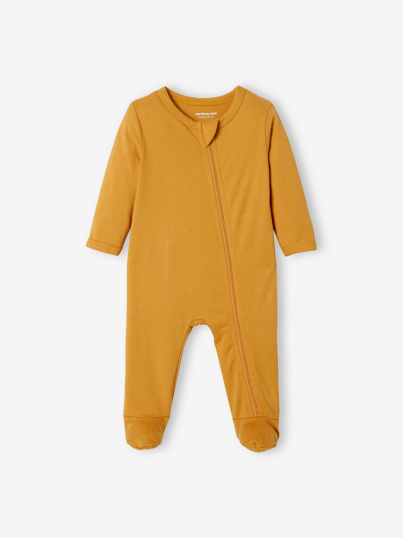 Lot de 3 pyjamas bébé en jersey ouverture zippée BASICS lot ivoire -  Vertbaudet