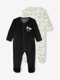 -Lot de 2 pyjamas bébé en velours ouverture naissance