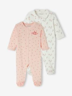 -Lot de 2 pyjamas bébé en velours ouverture naissance