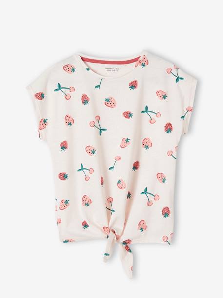 Mädchen T-Shirt ecru+grün+khaki+marine+mauve bedruckt+vanille+weiss/rot 