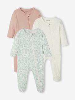 -Lot de 3 pyjamas bébé en jersey ouverture zippée BASICS