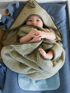 Baby-Badecape, Bademantel-Kapuzenbadetuch & Waschhandschuh „Kleiner Dino“