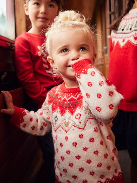 Pull Jacquard De Noel Bebe Ivoire Bebe