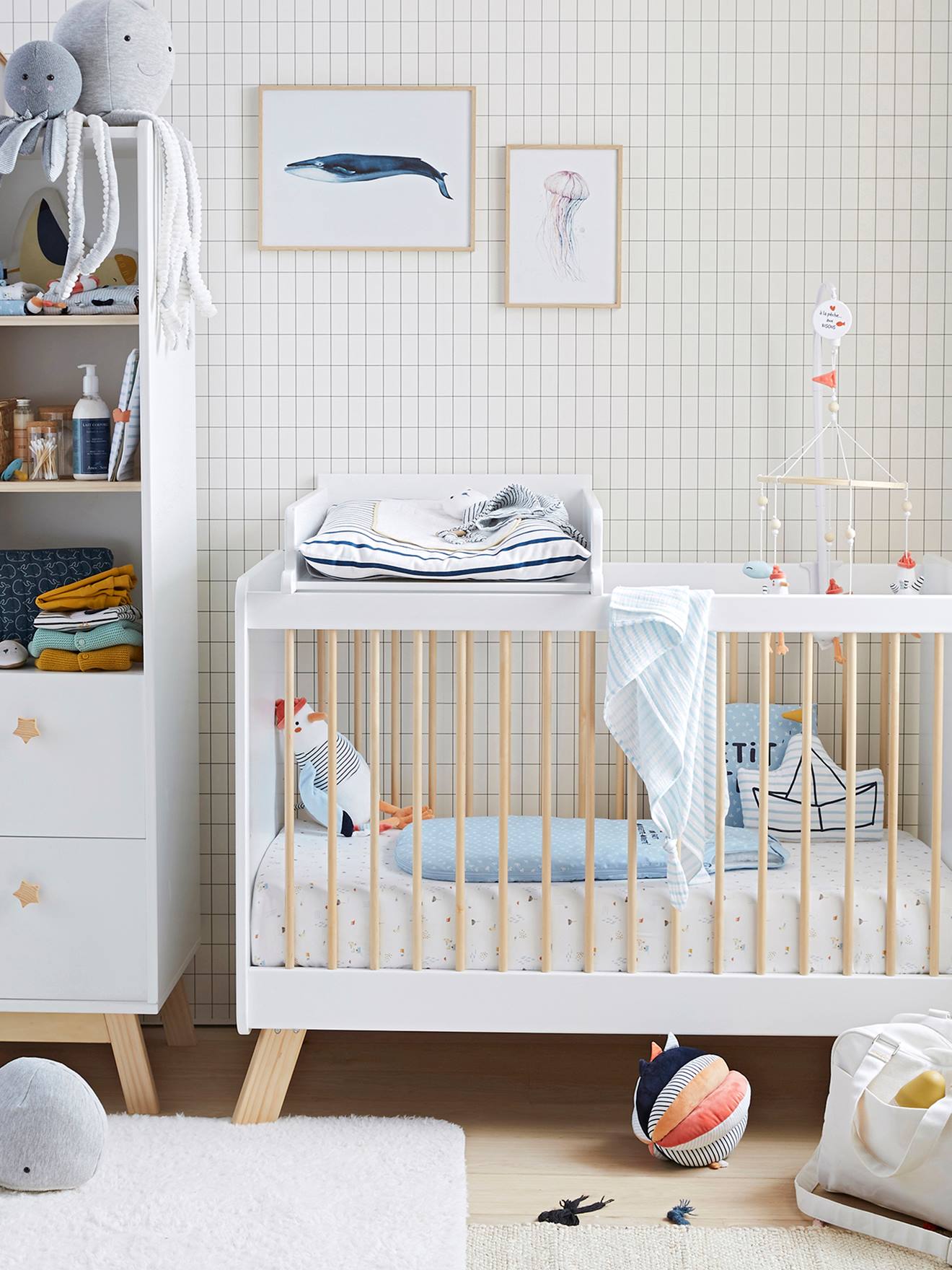Plan à langer universel 52 cm pour lits bébé April - blanc, Chambre et  rangement