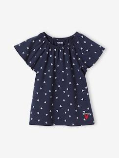 Fille-T-shirt, sous-pull-T-shirt imprimé manches papillon fille