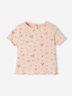 Baby-T-Shirt, Unterziehpulli-Geripptes Baby T-Shirt mit Blumenprint