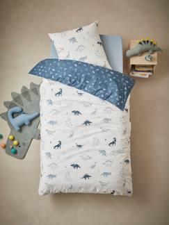 Idées déco pour une chambre partagée-Parure de lit fourre de duvet + taie d'oreiller enfant HELLO DINOS