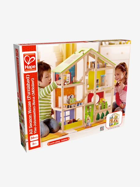 Maison de poupée meublée et décorée Multicolore 