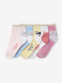 Fille-Sous-vêtement-Lot de 5 paires de mi-chaussettes animaux