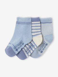 Bébé-Chaussettes, Collants-Lot de 3 paires de chaussettes rayées bébé garçon BASICS