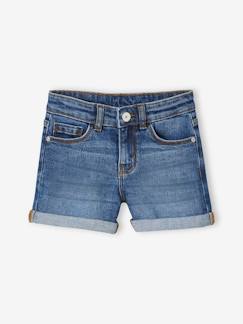 Mädchen-Mädchen Jeansshorts mit Umschlag BASIC Oeko-Tex, Bundweite verstellbar