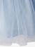Robe de cérémonie fille en satin et tulle BEIGE POUDRE+BLANC+bleu ciel 