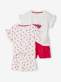 Mädchen-Pyjama, Overall-2er-Pack kurze Mädchen Schlafanzüge, Herzen Oeko-Tex®