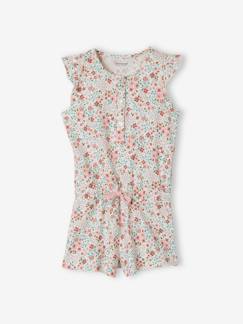 Mädchen-Pyjama, Overall-Kurzer Mädchen Schlaf-Overall, Blumen Oeko-Tex®