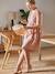Robe courte gaze de coton grossesse et allaitement beige imprimé+rose 