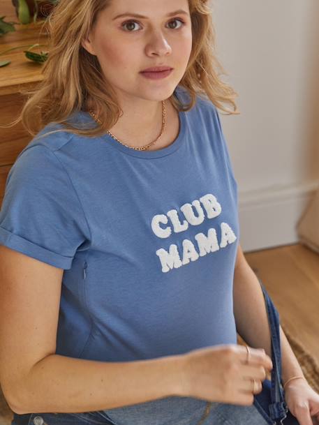 T-shirt de grossesse et d'allaitement Bleu+Gris anthracite+Moutarde+Rose+Terracotta 