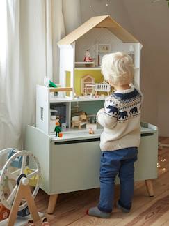 Spielzeug-Babypuppen und Puppen-Mannequinpuppe und Zubehör-Puppenhaus "Freunde" aus Holz für Kinder