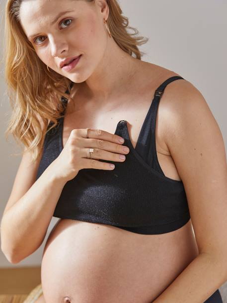 Still-Bustier mit Glanzeffekt Oeko-Tex rosa+schwarz 