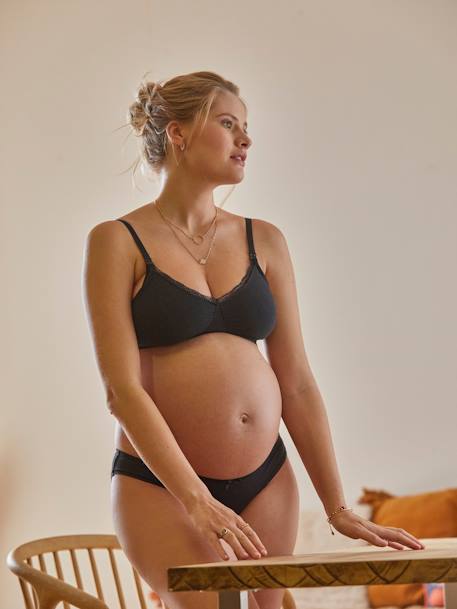 2 brassières de grossesse et d'allaitement en coton bio beige/terracota+noir/blanc 