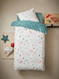 Deep Ocean-Parure housse de couette + taie d'oreiller enfant FOND MARIN Basics