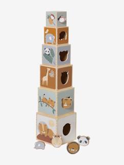 Spielzeug-Erstes Spielzeug-Baby Stapelturm mit Steckspiel „Tansania“ aus Holz FSC®