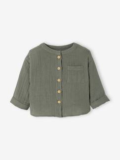 Bébé-Chemise bébé col mao en gaze de coton personnalisable