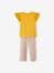 Ensemble T-shirt noué et pantalon fluide imprimé fille jaune d'or 
