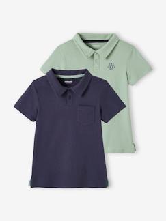 Garçon-T-shirt, polo, sous-pull-Polo-Lot de 2 polos garçon unis manches courtes
