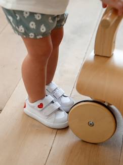 Chaussures-Chaussures bébé 17-26-Baskets scratchées bébé fille en toile