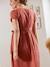 Robe longue cache-coeur lin et coton grossesse et allaitement rouge 