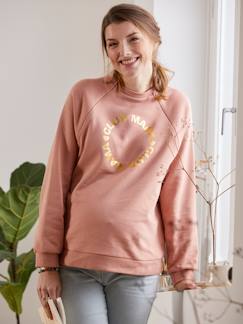 Umstandsmode-Pullover, Strickjacke-Sweatshirt für Schwangerschaft & Stillzeit mit Message-Print