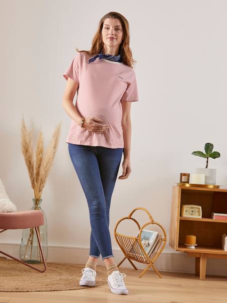 Jean skinny de grossesse 7/8ème Bleu brut+Denim bleached 