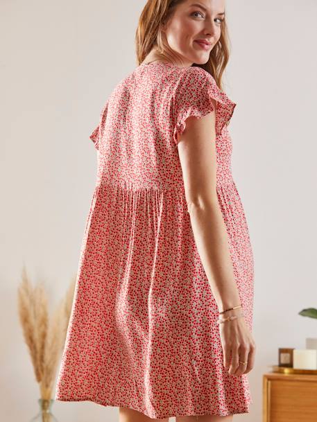 Bedrucktes Kleid für Schwangerschaft & Stillzeit beige bedruckt 
