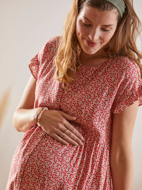 Bedrucktes Kleid für Schwangerschaft & Stillzeit beige bedruckt 