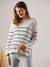 Pullover für Schwangerschaft & Stillzeit mit Seitenschlitzen grün gestreift+marine gestreift 