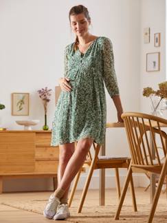 Umstandsmode-Kleid-Bedrucktes Crêpe-Kleid für Schwangerschaft & Stillzeit