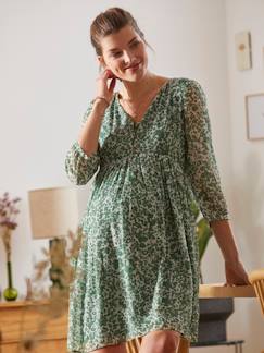 Vêtements de grossesse-Collection allaitement-Robe en crêpe imprimé grossesse et allaitement