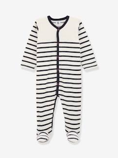 Bébé-Pyjama, surpyjama-Dors-bien bébé rayé en velours PETIT BATEAU