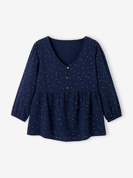 Bluse mit 3/4-Ärmel für Schwangerschaft & Stillzeit blau 