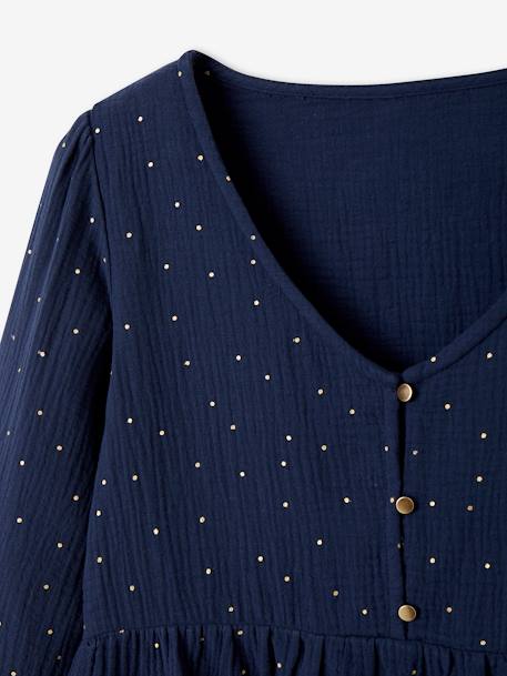 Bluse mit 3/4-Ärmel für Schwangerschaft & Stillzeit blau 