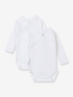 Bébé-Lot de 2 bodies croisés manches longues bébé naissance en coton bio