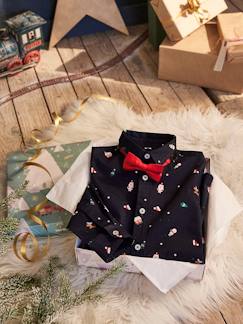 Garçon-Chemise-Coffret de Noël chemise imprimée et noeud papillon garçon
