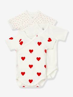 Bébé-Lot de 3 bodies croisés manches courtes coeurs bébé naissance en coton bio