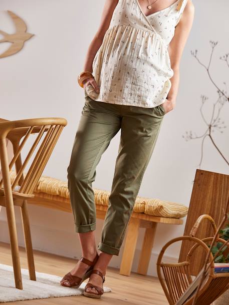 Pantalon chino de grossesse en coton stretch kaki 